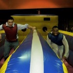 Nathan and Clark challenging the bungee-run at Full Blast!